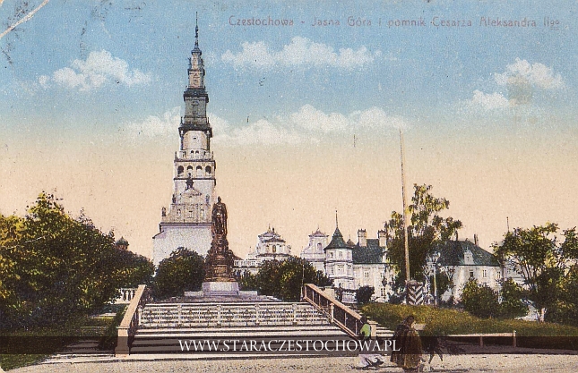Jasna Góra i pomnik Cesarza Aleksandra II-go w Częstochowie