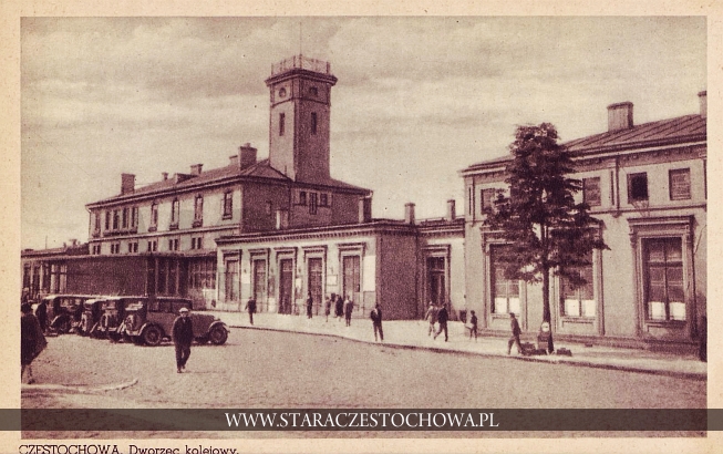 Dworzec kolejowy w Częstochowie w latach trzydziestych
