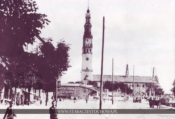 Widok na klasztor Jasnogórski od strony Św. Barbary, ok. 1900 roku