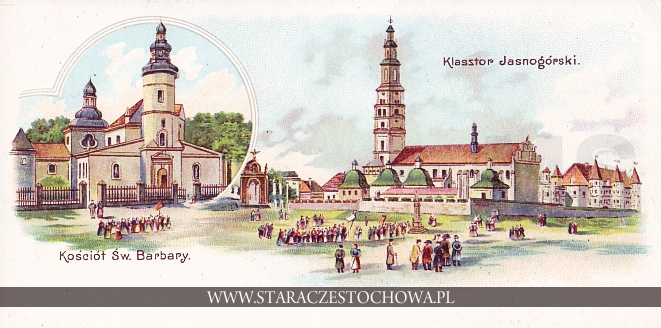 Jasna Góra, Kościół św. Barbary w Częstochowie, litografia