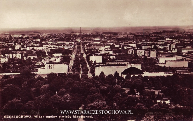Stara Częstochowa, panorama miasta z Wieży Jasnogórskiej