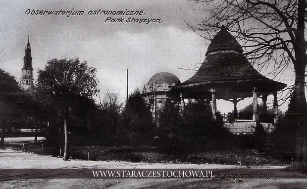 Fragment Parku Staszica z altaną i obserwatorium w Częstochowie