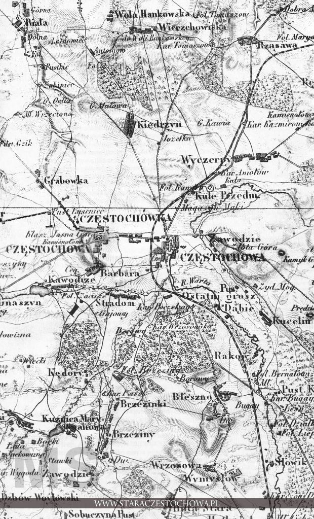 Mapa Częstochowy z 1839 roku