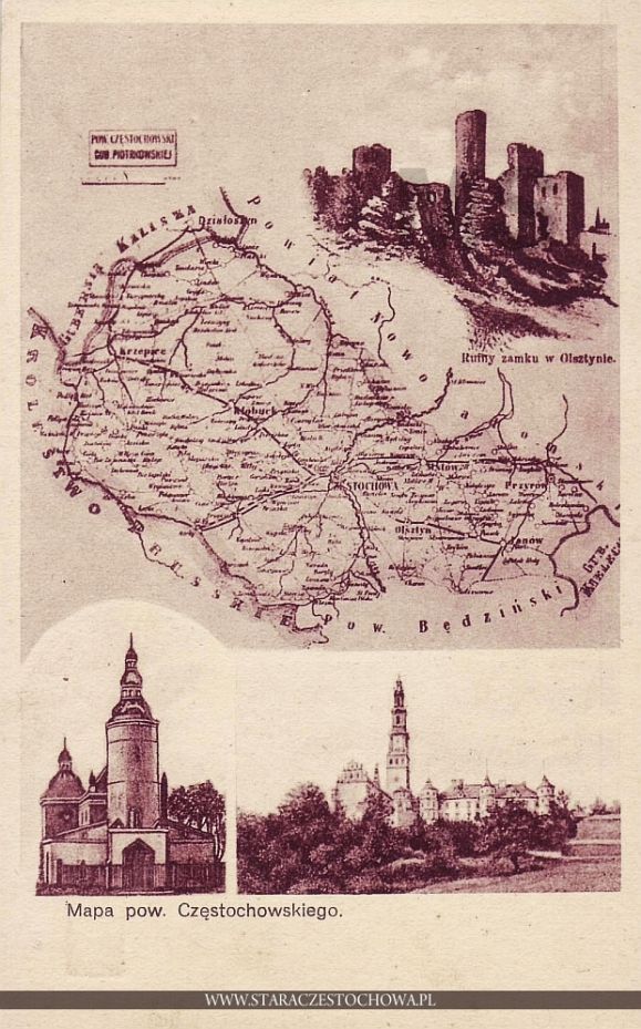 Mapa powiatu częstochowskiego guberni piotrkowskiej