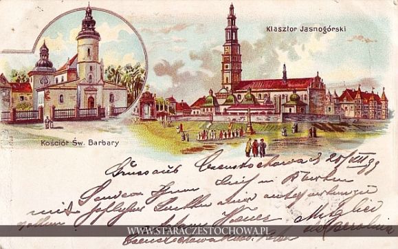 Klasztor Jasnogórski, Kościół św. Barbary, litografia z 1899 roku