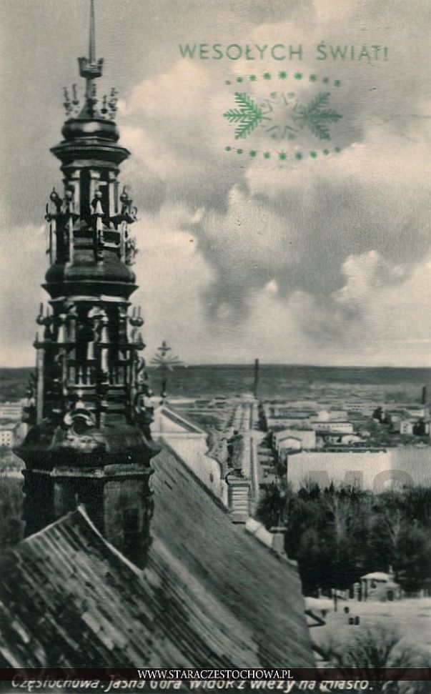 Widok z wieży jasnogórskiej na miasto