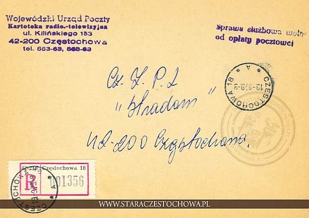 Koperta pocztowa, list polecony nr: 001356