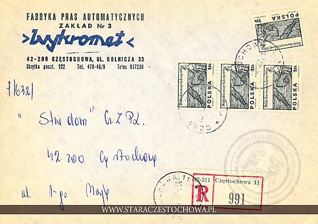 Koperta pocztowa, list polecony nr: 991