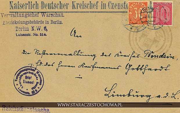 Koperta pocztowa, sygnowana Kaiserlich Deutscher
