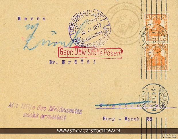Koperta pocztowa, rok 1917