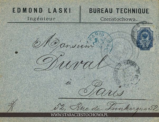 Koperta pocztowa, sygnowana Edmond Laski