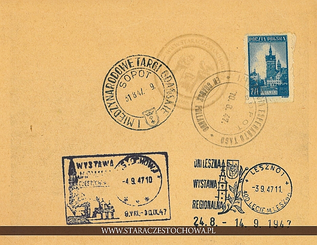 Karta pocztowa, rok 1947