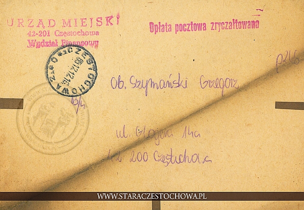 Koperta pocztowa, Urząd Miejski 1985
