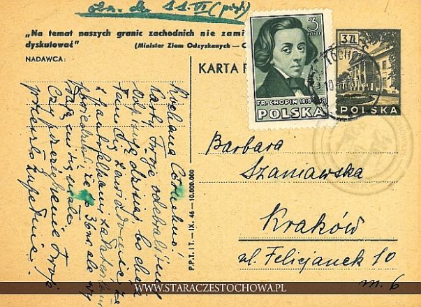 Karta pocztowa, rok 1946