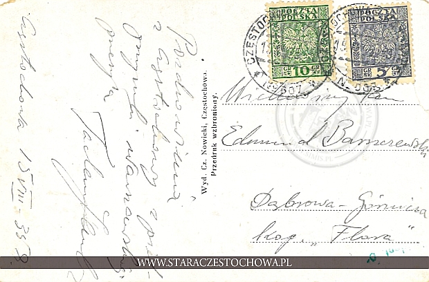 Karta pocztowa, rok 1935