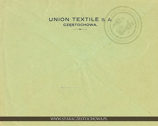 Koperta pocztowa, rok 1937 do Textilwerke Mautner