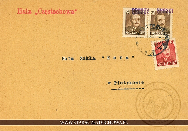 Koperta pocztowa, Huta Częstochowa