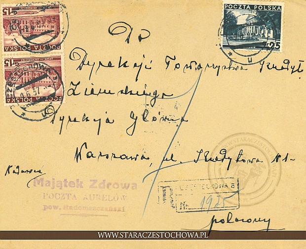 Koperta pocztowa, list polecony nr: 1955