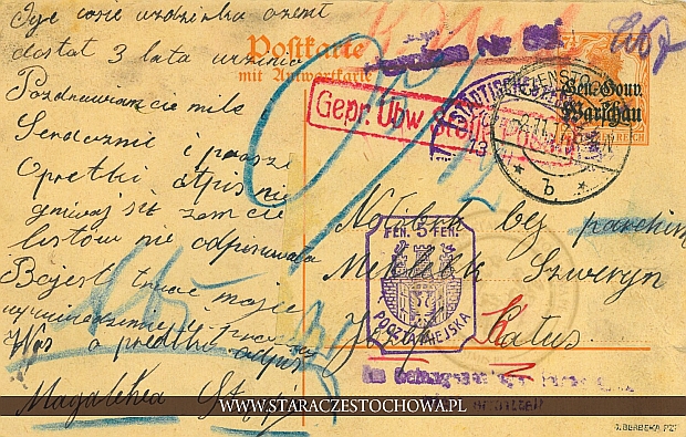 Karta pocztowa, rok 1917