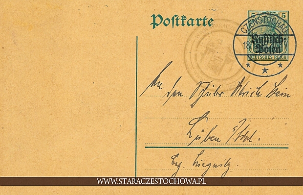 Karta pocztowa, rok 1915 5 pfg