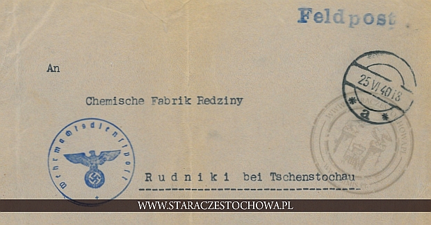 Koperta pocztowa, rok 1940 Wehrmachtsdienfrpofr
