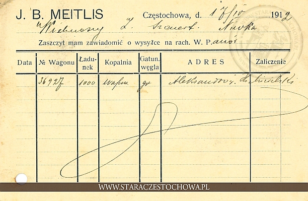 Karta pocztowa, rok 1912
