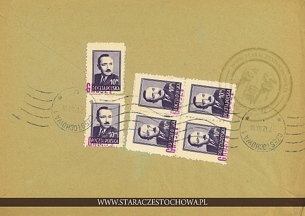 Koperta pocztowa, rok 1950 Stradom
