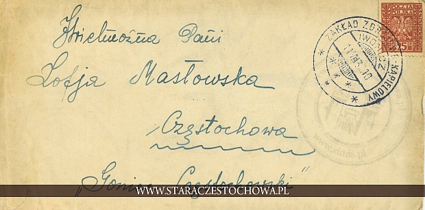 Koperta pocztowa, rok 1932 Zakład Zdrojowo-Kąpielowy