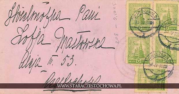 Koperta pocztowa, rok 1928 Pieczęć Poczty Warszawskiej