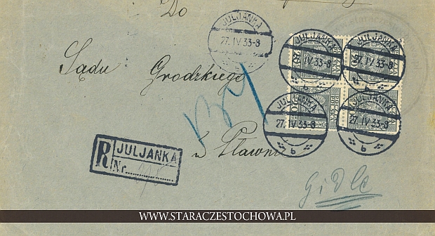 Koperta pocztowa, rok 1933 Julianka A