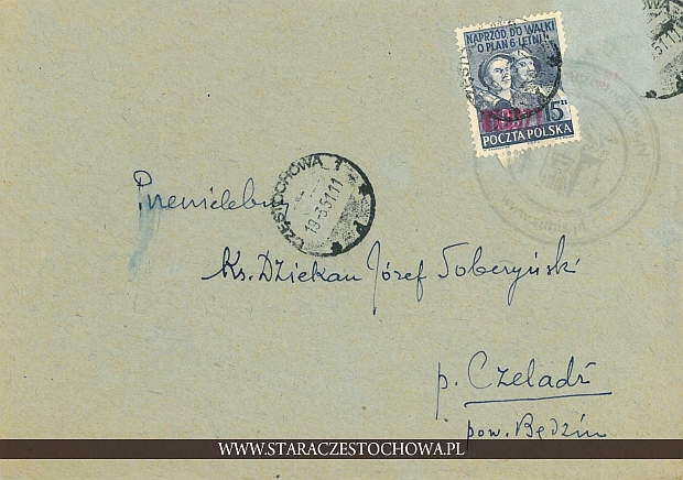 Koperta pocztowa, rok 1951