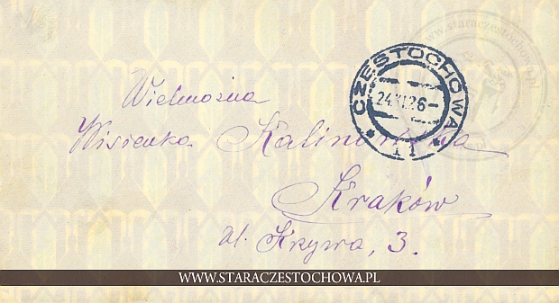 Koperta pocztowa, rok 1926