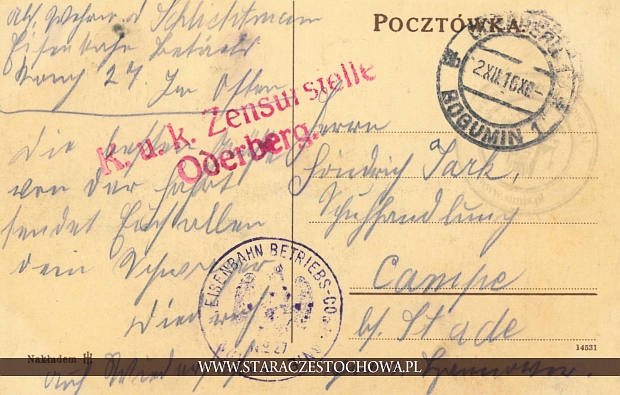 Karta pocztowa z 1916 roku x