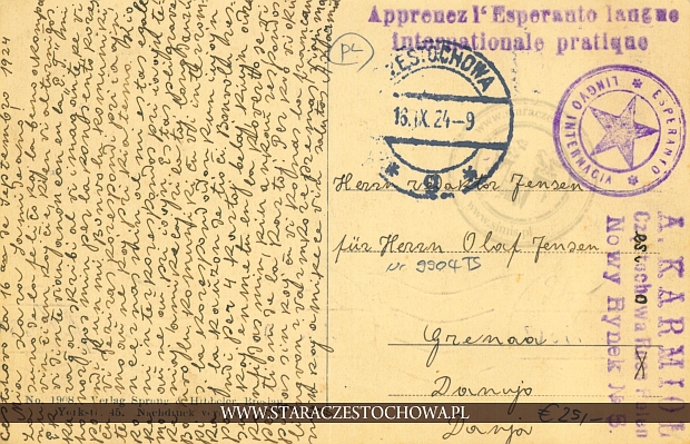 Karta pocztowa z 1924 roku x