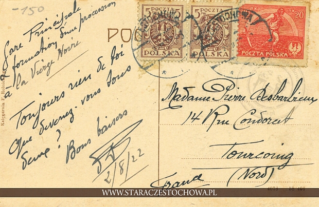 Karta pocztowa z 1922 roku x
