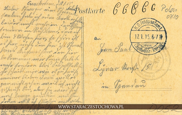 Karta pocztowa, K. D. Feldpostamt des Landwehr Korps