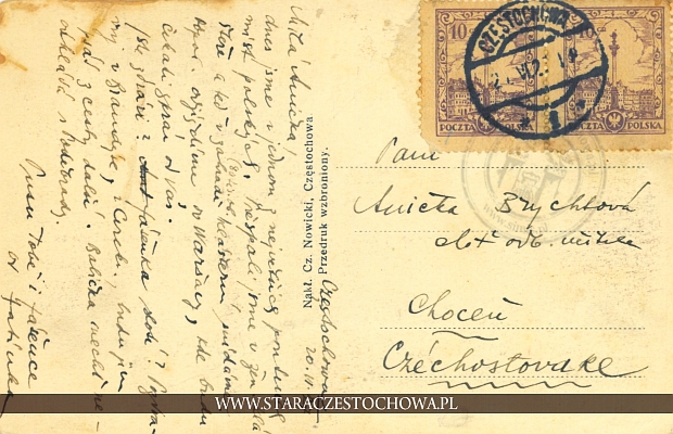 Karta pocztowa, lata 20-te