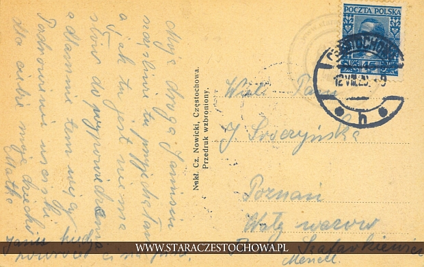Karta pocztowa z roku 1929 x