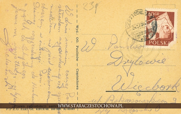 Karta pocztowa, rok 1948