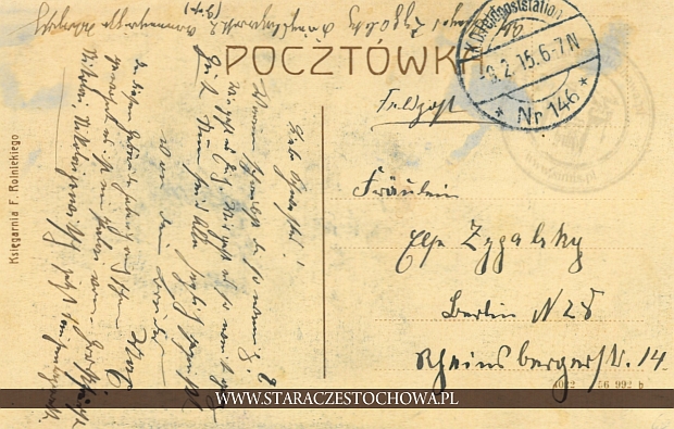 Pocztówka, rok 1915 Postkarte, K.D. Feldpoststation No. 146