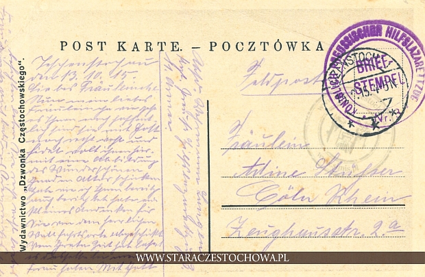 Karta pocztowa, rok 1945 Czenstochau