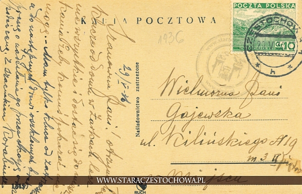 Karta pocztowa, rok 1936