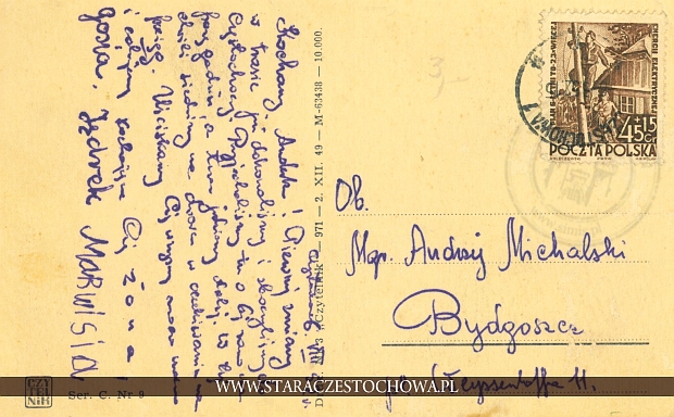 Karta pocztowa, rok 1949