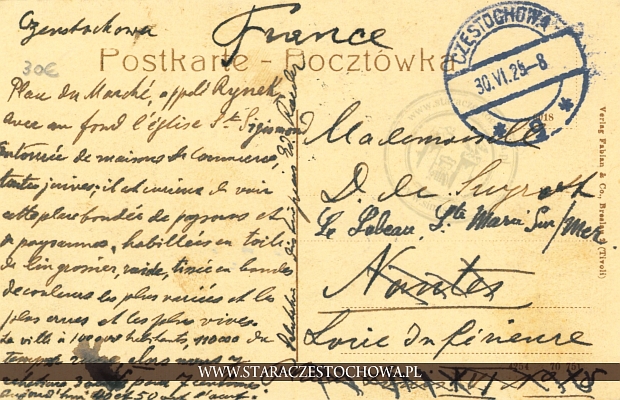 Karta pocztowa, rok 1925