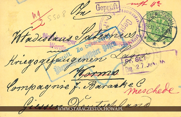 Karta pocztowa, rok 1915