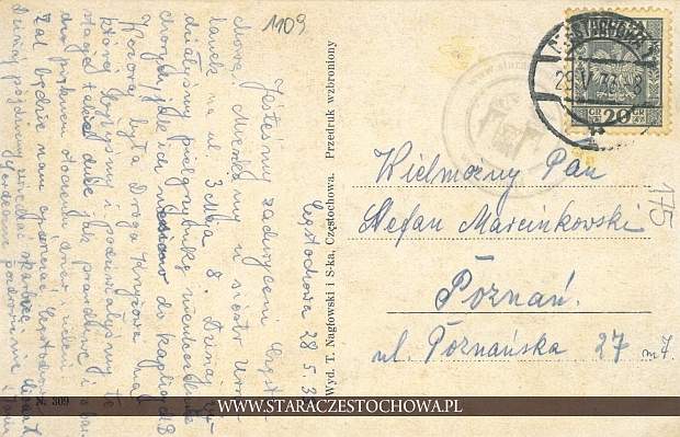 Karta pocztowa, rok 1933