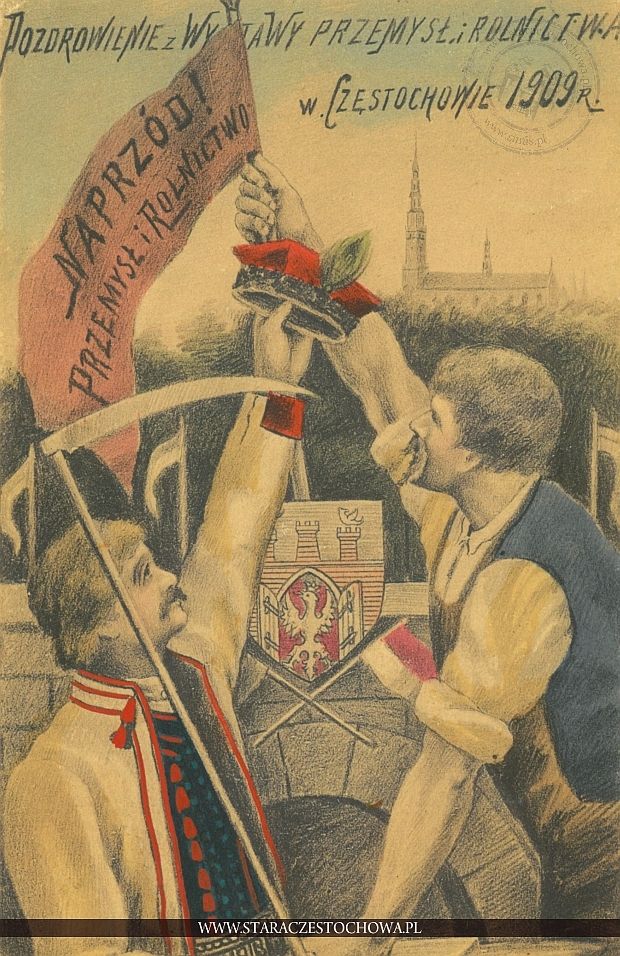 Pozdrowienie z wystawy 1909 w Częstochowie