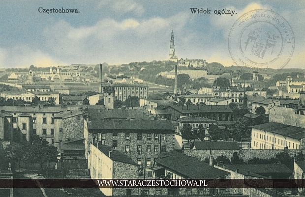 Częstochowa, widok ogólny miasta 1921 rok