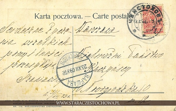 Karta pocztowa z roku 1909, Warszawa x