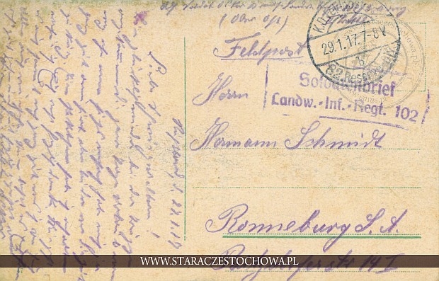 Karta pocztowa z roku 1917, K. D. Feldpostation ?